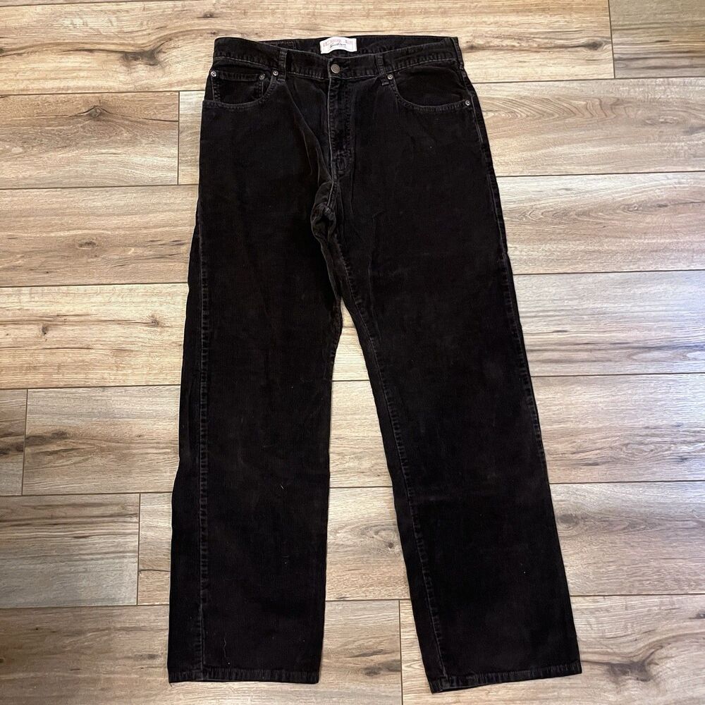 Y2K Levi Strauss Signature Straight Leg Dark Brown Corduroy Pants 36x34 (36x33)